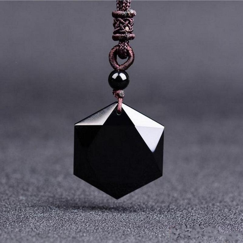 Obsidian Hexagram Pendant Necklace — product view 2