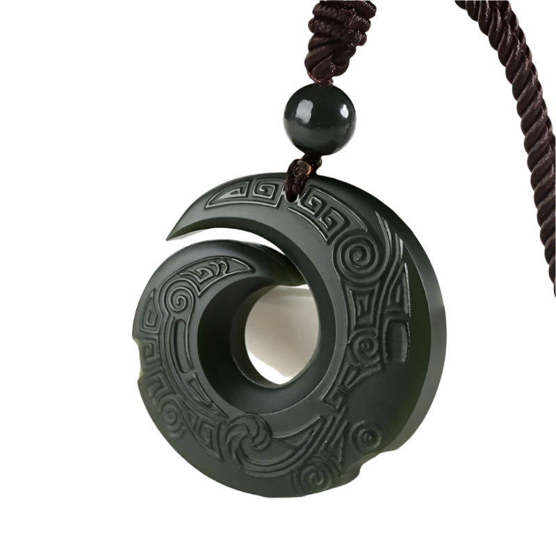 Carved Nephrite Jade Pendant Necklace — product view 1