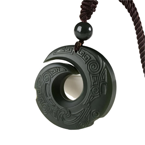 Carved Nephrite Jade Pendant Necklace — product view 1