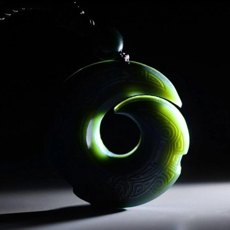Carved Nephrite Jade Pendant Necklace — product view 3
