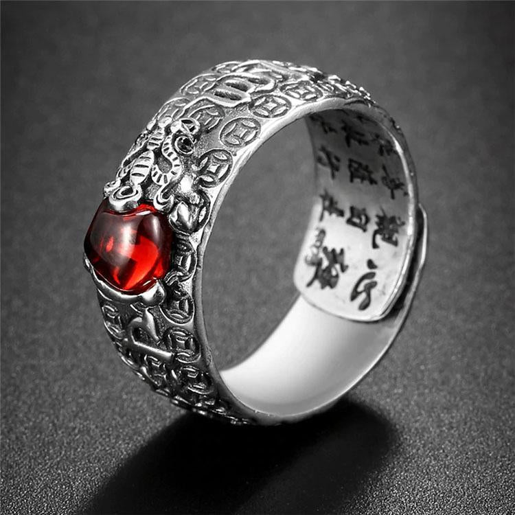 Silver-Plated Pixiu Open Ring — product view 1