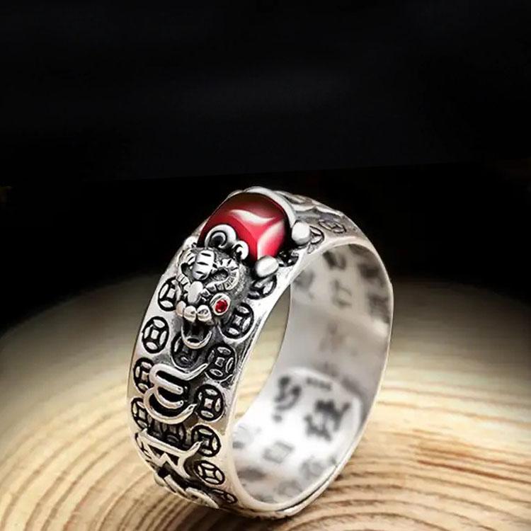 Silver-Plated Pixiu Open Ring — product view 2