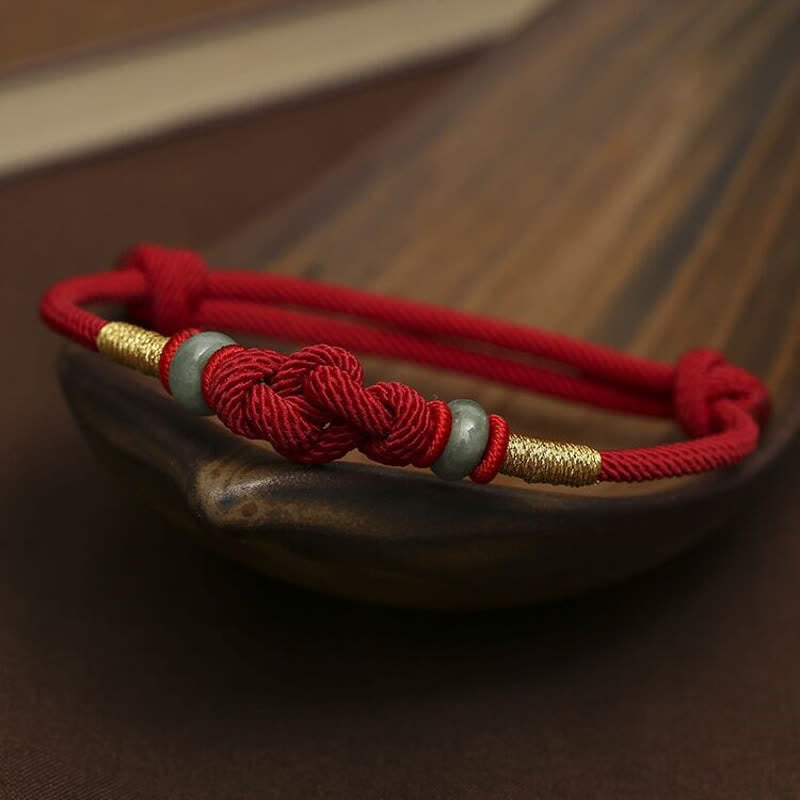 Jade Bead Red Cord Bracelet — product view 3