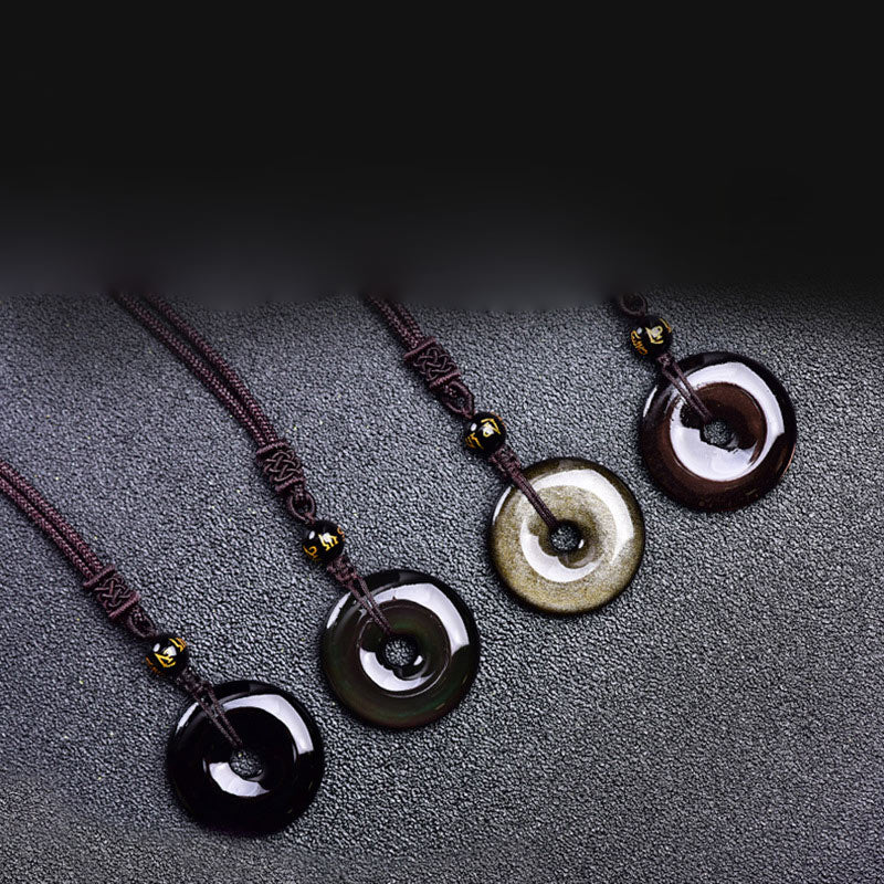 Obsidian Pendant Cord Necklace — product view 1