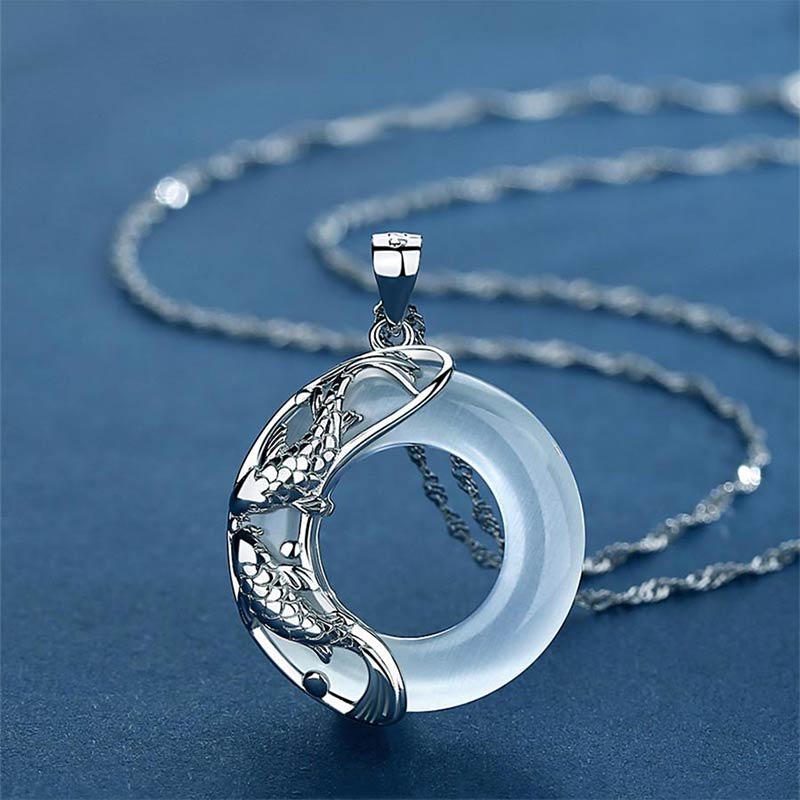 Koi Stone Disc Pendant Necklace — product view 1