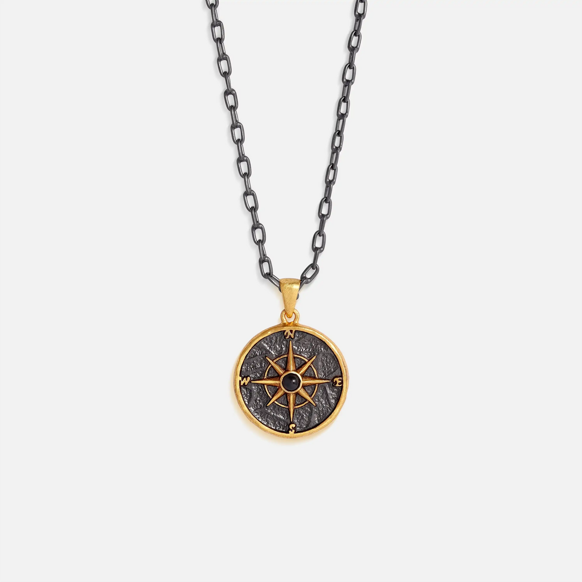 Onyx Compass Pendant Necklace — product view 1