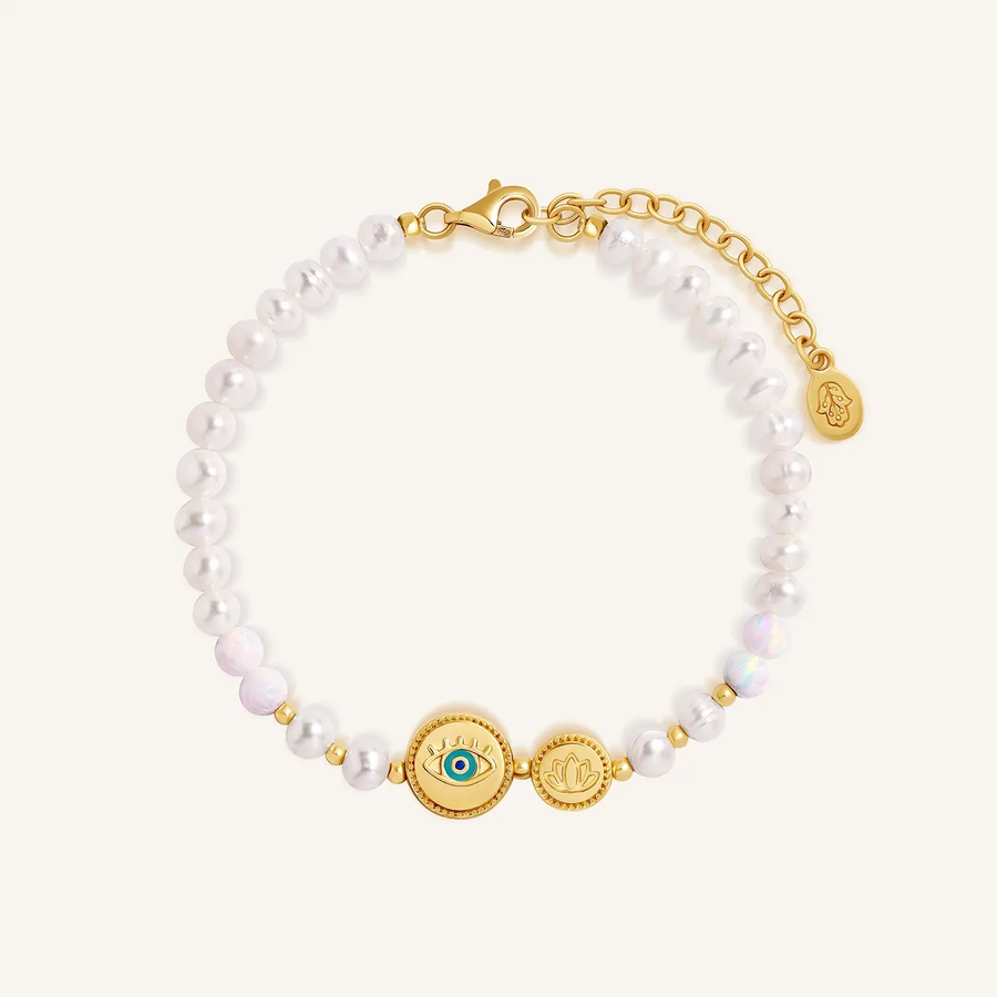 Pearl, Opal & Lotus Eye Bracelet — product view 1