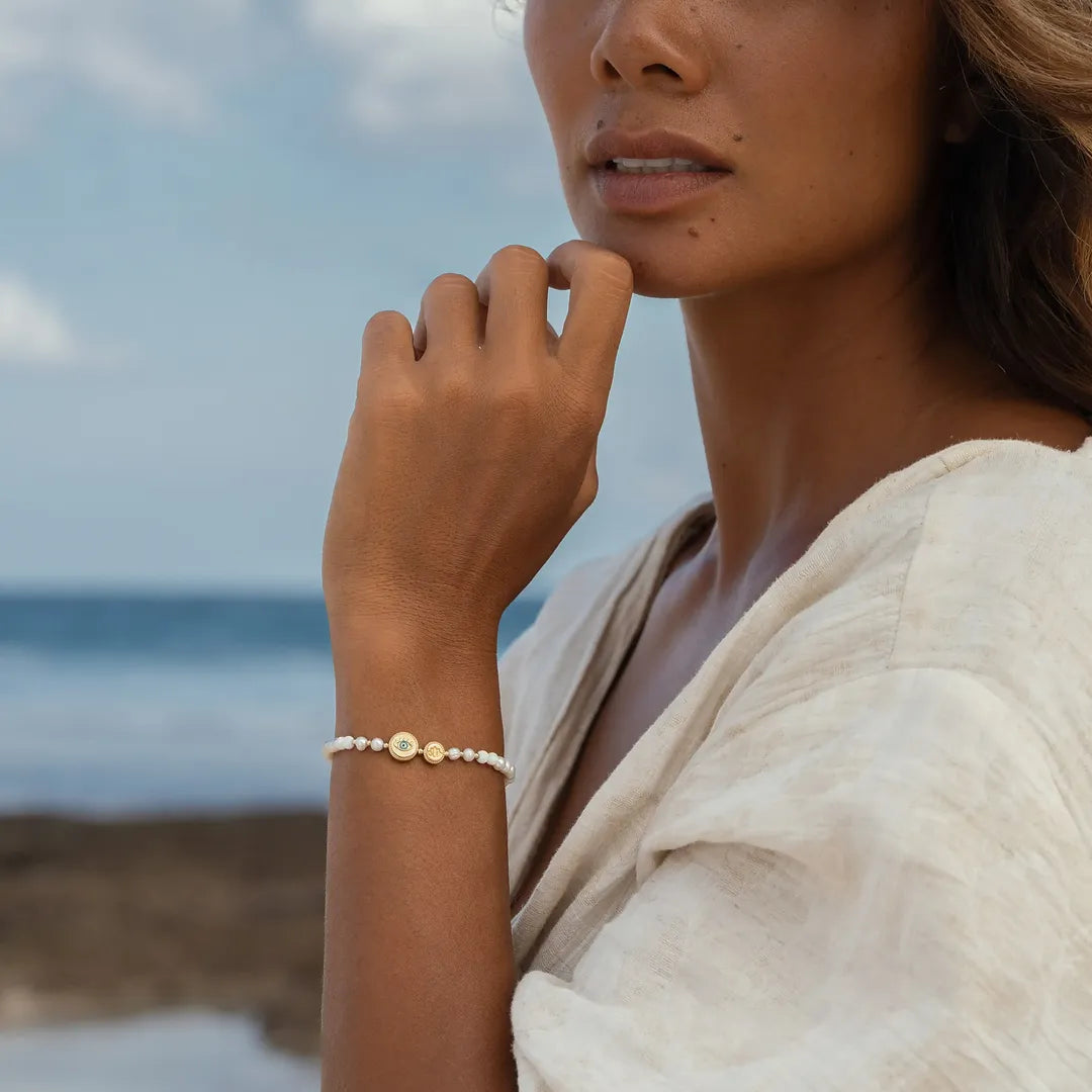 Pearl, Opal & Lotus Eye Bracelet — product view 2