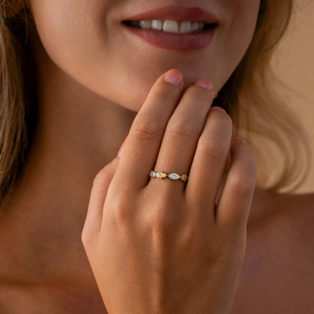 Hamsa & Evil Eye Ring — product view 2