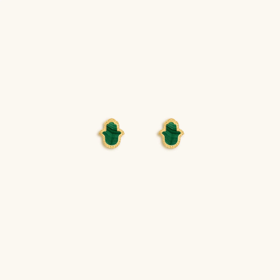 Malachite Hamsa Stud Earrings — product view 1