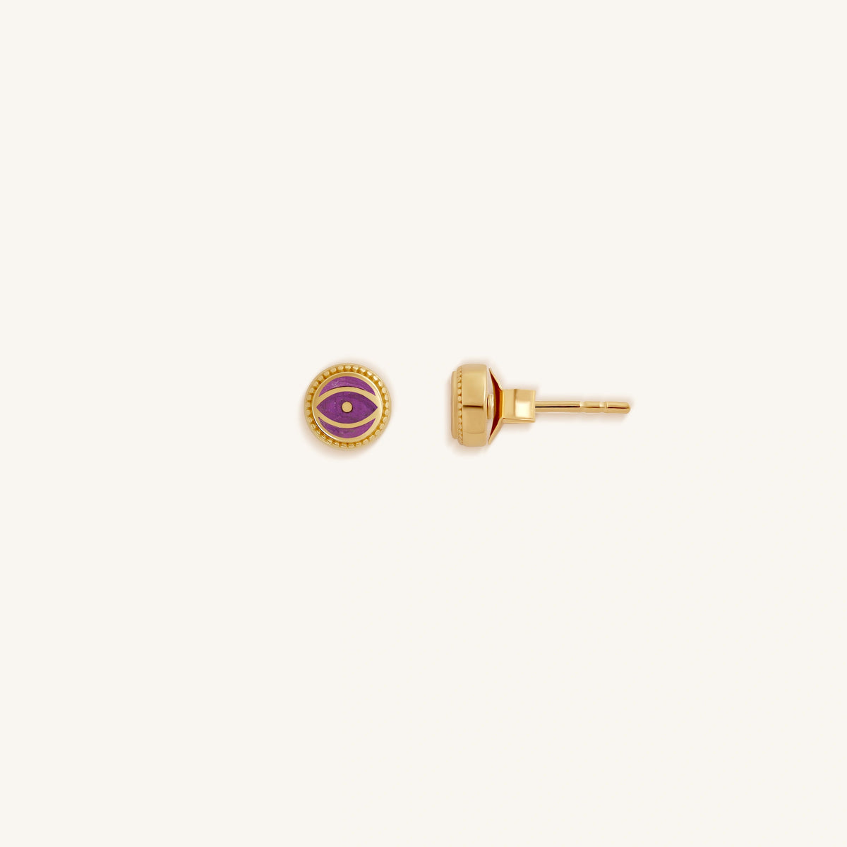 Amethyst Evil Eye Stud Earrings — product view 3