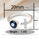 Copper Evil Eye Ring Zircon-Studded Cross — ring view 5