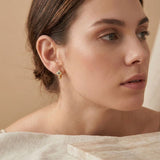 Copper Huggies-Style Evil Eye Earrings Gold & Silver — earring view 2
