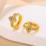 Copper Huggies-Style Evil Eye Earrings Gold & Silver — earring view 5