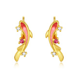 Copper Koi Fish 925 Sterling Silver Post Earrings — earring view 2