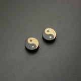 Ebony Wood Yin Yang Stud Earrings — earring view 3