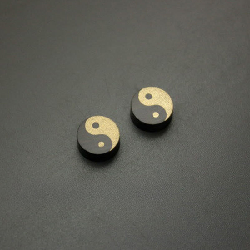 Ebony Wood Yin Yang Stud Earrings — earring view 3