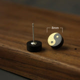 Ebony Wood Yin Yang Stud Earrings — earring view 4