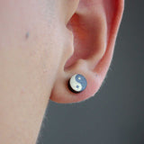 Ebony Wood Yin Yang Stud Earrings — earring view 5