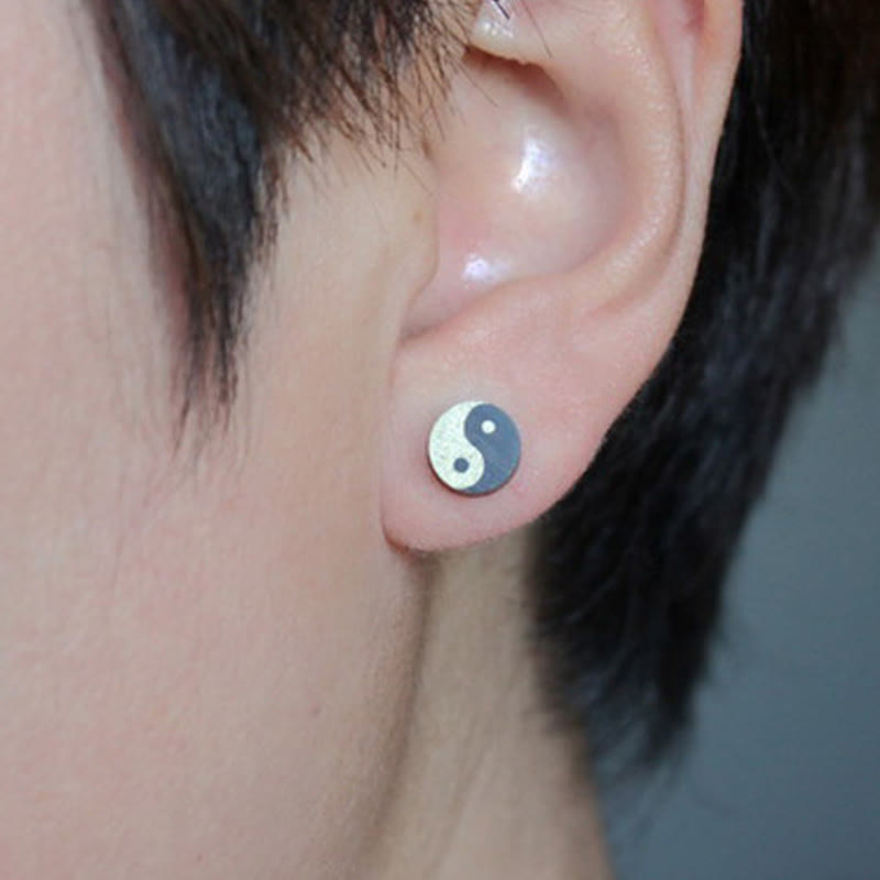Ebony Wood Yin Yang Stud Earrings — earring view 8