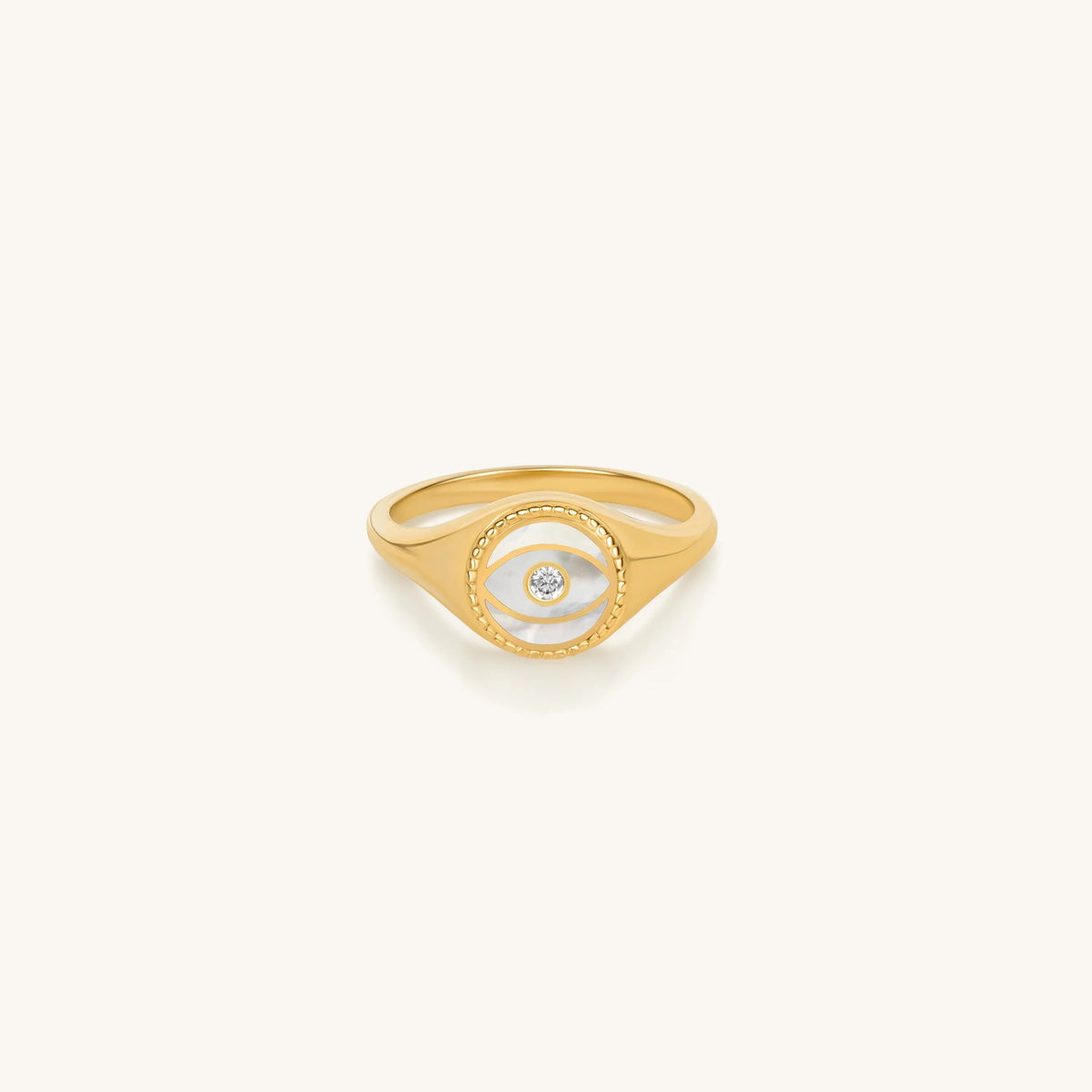Enhancer Evil Eye Mother Of Pearl Ring — ring view 3