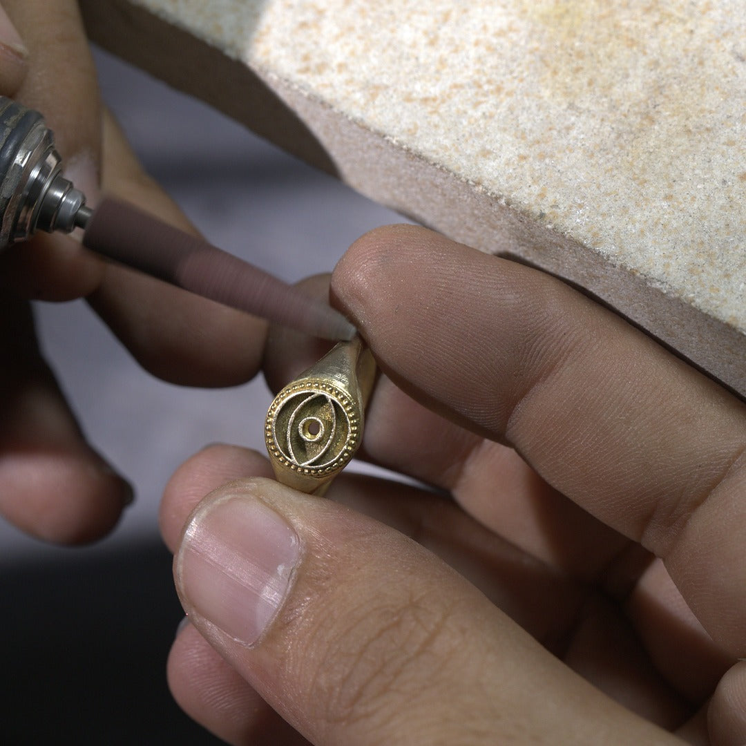Enhancer Evil Eye Mother Of Pearl Ring — ring view 5