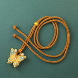Gold Plated Brass Butterfly Transformation Pendant Necklace — necklace view 2
