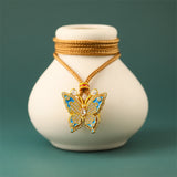 Gold Plated Brass Butterfly Transformation Pendant Necklace — necklace view 4