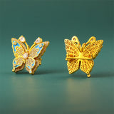 Gold Plated Brass Butterfly Transformation Pendant Necklace — necklace view 8