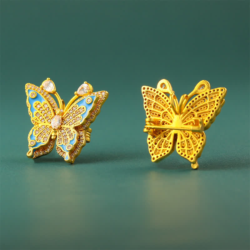 Gold Plated Brass Butterfly Transformation Pendant Necklace — necklace view 8