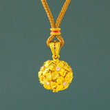Gold Plated Brass Openwork Hydrangea Pendant Necklace — necklace view 1