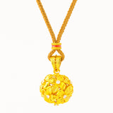 Gold Plated Brass Openwork Hydrangea Pendant Necklace — necklace view 5