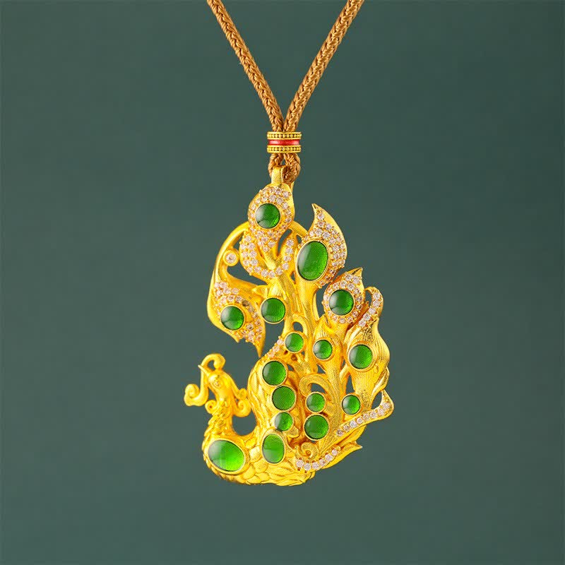 Gold Plated Brass Peacock Necklace — necklace view 1