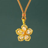 Gold Plated Brass Plum Blossom Pendant Necklace — necklace view 1