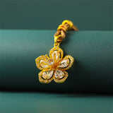 Gold Plated Brass Plum Blossom Pendant Necklace — necklace view 3