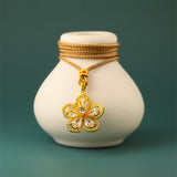 Gold Plated Brass Plum Blossom Pendant Necklace — necklace view 4