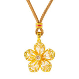 Gold Plated Brass Plum Blossom Pendant Necklace — necklace view 6