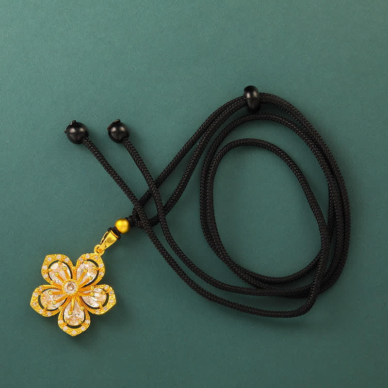 Gold Plated Brass Plum Blossom Pendant Necklace — necklace view 8