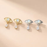 Gold-Plated Copper Evil Eye Earrings Water Drop Tears — earring view 1
