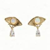 Gold-Plated Copper Evil Eye Earrings Water Drop Tears — earring view 4