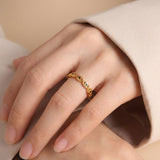 Gold-Plated Copper Evil Eye Ring Black Eyes Zircon — ring view 2