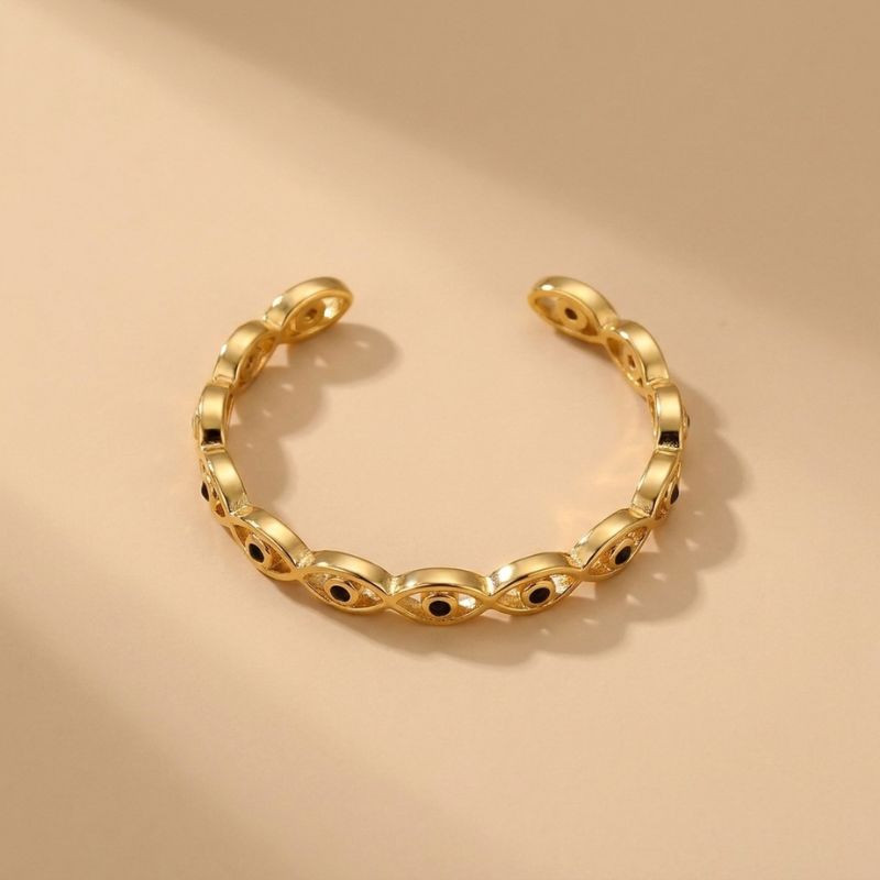 Gold-Plated Copper Evil Eye Ring Black Eyes Zircon — ring view 6