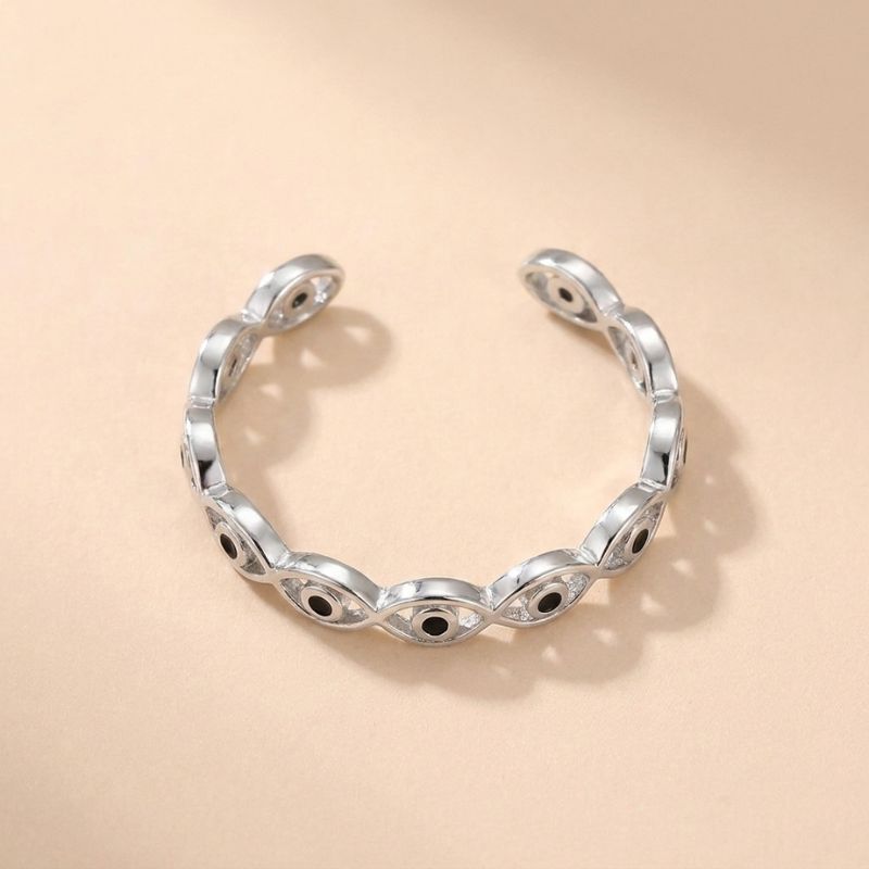 Gold-Plated Copper Evil Eye Ring Black Eyes Zircon — ring view 7