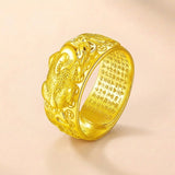 Golden Copper Pixiu Mantra Ring — ring view 1