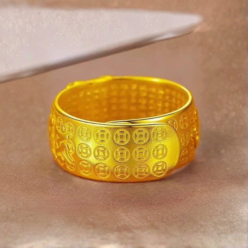 Golden Copper Pixiu Mantra Ring — ring view 5