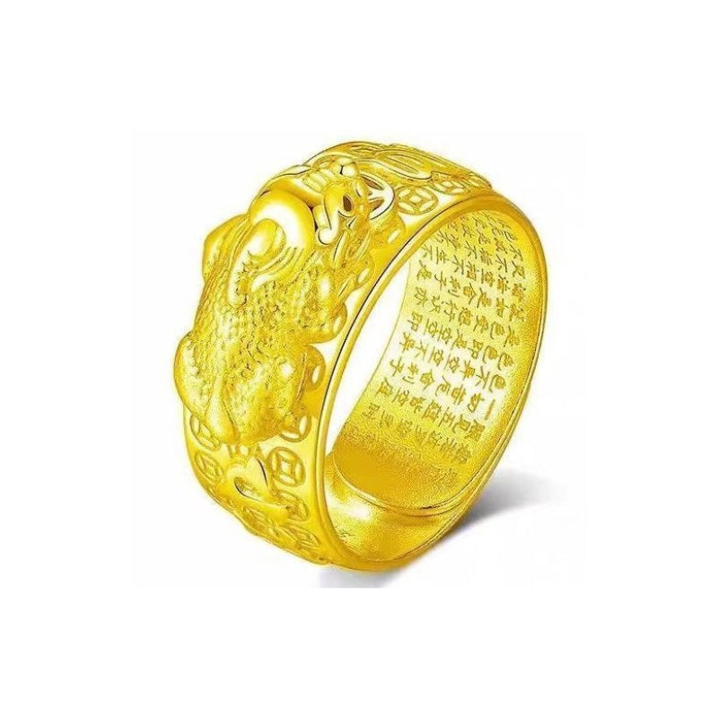 Golden Copper Pixiu Mantra Ring — ring view 6