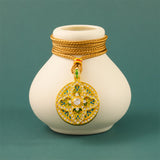 Gourd Gold Plated Brass Round Pendant Necklace — necklace view 2