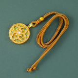 Gourd Gold Plated Brass Round Pendant Necklace — necklace view 3