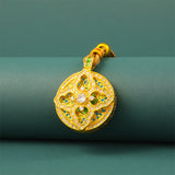 Gourd Gold Plated Brass Round Pendant Necklace — necklace view 4