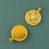 Gourd Gold Plated Brass Round Pendant Necklace — necklace view 5